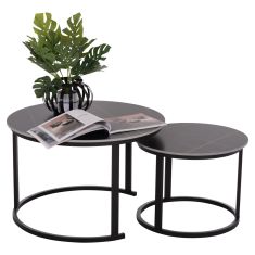 ΤΡΑΠΕΖΙ ΣΑΛΟΝΙΟΥ 2ΤΜΧ TALOS HM18140.02 ΜΑΥΡΟ ΚΕΡΑΜΙΚΟ TOP-ΜΕΤΑΛΛΙΚΑ ΠΟΔΙΑ Φ70x45,5Υ |  Τραπέζια στο espiti