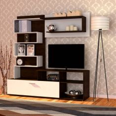 Σύνθεση Τηλεόρασης Jasmin 170x41.5x170εκ Wenge(Σοκολά)-Λευκό AlphaB2B |  Έπιπλα τηλεόρασης στο espiti