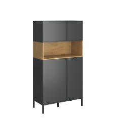 Ραφιέρα Beril Ανθρακί-Χρυσό Δρυς 90x42x170cm AlphaB2B |  Βιβλιοθήκες γραφείου στο espiti