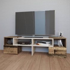Έπιπλο τηλεόρασης ORNE Καφέ με Λευκό 141x32x39cm AlphaB2B |  Έπιπλα τηλεόρασης στο espiti
