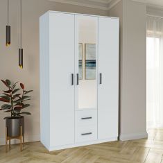 Ντουλάπα Τρίφυλλη Simple 3D2D Λευκή 120x52x205cm AlphaB2B |  Ντουλάπες ρούχων στο espiti