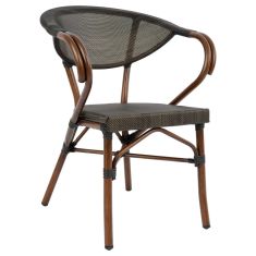 ΠΟΛΥΘΡΟΝΑ ΑΛΟΥΜΙΝΙΟΥ CLAY BAMBOO LOOK ΚΑΦΕ ΜΕ TEXTLINE HM5025 60,5x59x81 cm |  Πολυθρόνες κήπου στο espiti