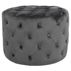 ΣΚΑΜΠΟ KASSIE  ΓΚΡΙ ΒΕΛΟΥΔΟ ΤΥΠΟΥ CHESTERFIELD HM8406.01 Φ60x43Υ εκ. |  Σκαμπώ στο espiti
