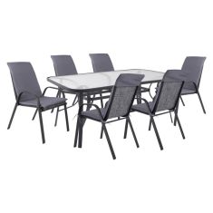 ΣΕΤ ΤΡΑΠΕΖΑΡΙΑΣ 7ΤΜΧ ΚΑΡΕΚΛΕΣ ΜΕ ΜΑΞΙΛΑΡΙ & ΤΡΑΠΕΖΙ 160X90 HM10571.01 ΓΚΡΙ |  Σετ τραπεζαρία κήπου στο espiti