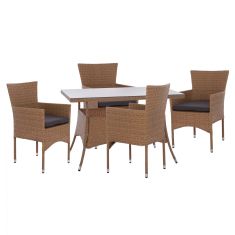 ΣΕΤ ΤΡΑΠΕΖΑΡΙΑΣ 5ΤΜΧ ΤΡΑΠ. 120Χ70 & ΠΟΛΥΘΡΟΝΕΣ WICKER RATTAN ΜΠΕΖ ΚΑΦΕ HM11712.32 |  Σετ τραπεζαρία κήπου στο espiti