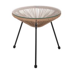 ΤΡΑΠΕΖΙ ΒΟΗΘΗΤΙΚΟ ALLEGRA ΜΑΥΡΟ ΜΕΤΑΛΛΟ  ME TWISTED WICKER ΦΥΣΙΚΟ HM5873.01 Φ47Χ45Υεκ. |  Τραπέζια κήπου στο espiti
