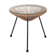 ΤΡΑΠΕΖΙ ΒΟΗΘΗΤΙΚΟ ALLEGRA ΜΑΥΡΟ ΜΕΤΑΛΛΟ  ME TWISTED WICKER ΦΥΣΙΚΟ HM5873.01 Φ47Χ45Υεκ. |  Τραπέζια κήπου στο espiti