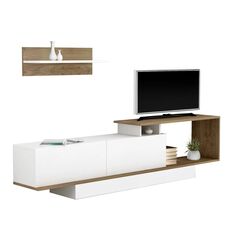 ΣΥΝΘΕΤΟ ΤΗΛΕΟΡΑΣΗΣ GARCELLE HM8904.11 ΜΕΛΑΜΙΝΗ ΣΕ ΦΥΣΙΚΟ-ΛΕΥΚΟ 180x29,6x45Υεκ |  Έπιπλα τηλεόρασης στο espiti