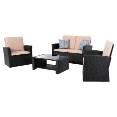 ΣΑΛΟΝΙ ΕΞ.ΧΩΡΟΥ 4ΤΜΧ THORE HM5978 ΣΥΝΘ. RATTAN ΜΑΥΡΟ-ΜΠΕΖ ΜΑΞΙΛΑΡΙΑ |  Σαλόνια κήπου στο espiti