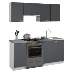 ΣΥΝΘΕΣΗ ΚΟΥΖΙΝΑΣ MAURICE ΜΕΛΑΜΙΝΗ ΓΚΡΙ-ΛΕΥΚΟ HM2441.10 180x29,2-46εκ. |  Επιπλα στο espiti