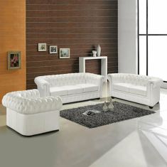 ΣΕΤ ΣΑΛΟΝΙ 2/ΘΕΣΙΟ & 3/ΘΕΣΙΟ & ΠΟΛΥΘΡΟΝΑ CHESTERFIELD ΛΕΥΚΟ ΜΑΤ |  Καναπέδες γωνιακοί στο espiti