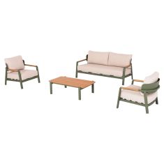 ΣΕΤ ΣΑΛΟΝΙ ΕΞ.ΧΩΡΟΥ 4ΤΜΧ ELARA HM6195.06 ΠΡΑΣΙΝΟ ΑΛΟΥΜΙΝΙΟ-ΜΠΕΖ OLEFIN-TEAK ΦΥΣΙΚΟ |  Σαλόνια κήπου στο espiti