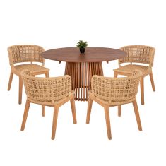 ΣΕΤ ΤΡΑΠΕΖΑΡΙΑΣ 5ΤΜΧ FARLEY HM21076.02 ΣΤΡΟΓΓΥΛΟ ΤΡΑΠΕΖΙ Φ150εκ. & 4 ΚΑΡΕΚΛΕΣ |  Σετ τραπεζαρίες στο espiti