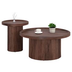 ΣΕΤ 2ΤΜΧ ΤΡΑΠΕΖΙΑ ΣΑΛΟΝΙΟΥ MARGON HM21084 MDF ΣΚΟΥΡΟ ΚΑΦΕ Φ80εκ & Φ45εκ |  Τραπέζια στο espiti
