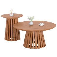 ΣΕΤ 2ΤΜΧ ΤΡΑΠΕΖΙΑ ΣΑΛΟΝΙΟΥ TALBERT HM21083 MDF ΦΥΣΙΚΟ ΞΥΛΟΥ Φ80εκ & Φ45εκ |  Τραπέζια στο espiti