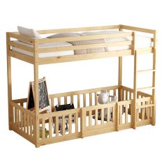 ΠΑΙΔΙΚΗ ΚΟΥΚΕΤΑ τ.MONTESSORI ΜΕ ΠΑΡΚΑΚΙ PLAYKID HM703.01 ΞΥΛΟ ΠΕΥΚΟΥ ΦΥΣΙΚΟ ΓΙΑ 190x90εκ |  Παιδικά έπιπλα στο espiti
