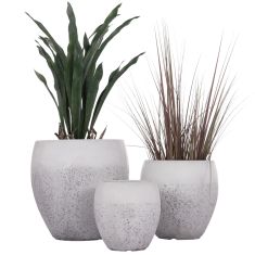 ΣΕΤ 3ΤΜΧ ΓΛΑΣΤΡΕΣ ΣΕΙΡΑ GARDENER HM4718 FIBERCLAY ΛΕΥΚΟ Φ55x54.5Υεκ |  Λουλούδια στο espiti