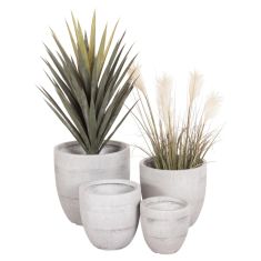 ΣΕΤ 4ΤΜΧ ΓΛΑΣΤΡΕΣ ΣΤΡΟΓΓΥΛΕΣ ΣΕΙΡΑ GARDENER HM4719 FIBERCLAY-ΧΡΩΜΑ CEMENT Φ44x43Υεκ |  Φυτά συνθετικά - Λουλούδια στο espiti