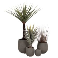 ΣΕΤ 4ΤΜΧ ΓΛΑΣΤΡΕΣ ΣΤΡΟΓΓΥΛΕΣ GARDENER HM4726 FIBERCLAY ΓΚΡΙΖΟΠΡΑΣΙΝΟ Φ55.5x53.5Υεκ |  Φυτά συνθετικά - Λουλούδια στο espiti