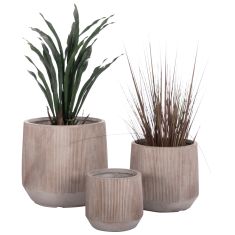 ΣΕΤ 3ΤΜΧ ΓΛΑΣΤΡΕΣ ΣΤΡΟΓΓΥΛΕΣ ΣΕΙΡΑ GARDENER HM4724 FIBERCLAY-ΧΡΩΜΑ CEMENT Φ59x55Υεκ |  Λουλούδια στο espiti