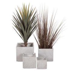 ΣΕΤ 4ΤΜΧ ΓΛΑΣΤΡΕΣ ΤΕΤΡΑΓΩΝΕΣ GARDENER HM4730 FIBERCLAY ΓΚΡΙ CEMENT 37x37x31.5Υεκ. |  Φυτά συνθετικά - Λουλούδια στο espiti