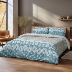 Beauty Home Σετ παπλωματοθήκη υπέρδιπλη Palm Art 12186 230x250 Πετρόλ,Μπεζ       |  Παπλωματοθήκες Υπέρδιπλες στο espiti