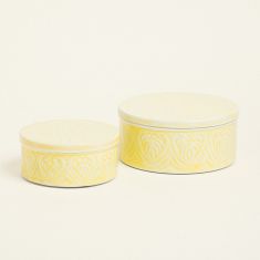 Beauty Home ΜΕΤΑΛΛΙΚΟ ΚΟΥΤΙ ΣΕΤ 2 ΤΕΜ ΚΙΤΡΙΝΟ 20 x 10 cm 16 x 8 cm       |  Διακοσμητκά στο espiti