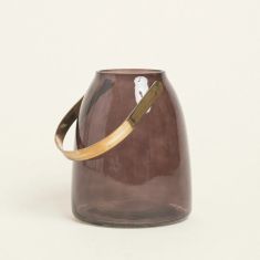 Beauty Home ΓΥΑΛΙΝΟ ΦΑΝΑΡΙ ΜΕ ΜΕΤΑΛΛΙΚΗ ΛΑΒΗ 14 x 16,5 CM ΣΟΚΟΛΑ       |  Διακοσμητκά στο espiti
