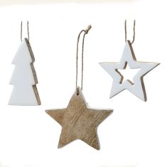 Beauty Home Ξύλινα Κρεαμαστά Στοιχεία Με Σμάλτο 8 cm      ΑΣΤΕΡΙ |  Χριστουγεννιάτικα Στολίδια στο espiti