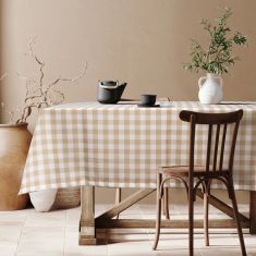 Beauty Home Επαγγελματικό τραπεζομάντηλο Checks Art Ε8033 145x180 Μπεζ       |  Τραπεζομάντηλα στο espiti