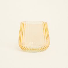 Beauty Home Κηροπήγιο Γυάλινο Ριγέ 11 x 9 cm  Κίτρινο     |  Διακοσμητκά στο espiti