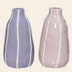 Beauty Home Βάζο Πορσελάνης με Ρίγα 11.2 x 20.9 CM  Μωβ     |  Βάζα στο espiti