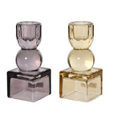 Beauty Home Γυάλινο κηροπήγιο 5 cm x 11cm  Γκρι     |  Διακοσμητκά στο espiti