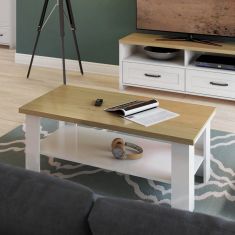 VERNE ΤΡΑΠΕΖΙ ΣΑΛΟΝΙΟΥ 110x60x46.4cm Λευκό-Φυσικός Δρυς AlphaB2B |  Τραπεζάκια σαλονιού στο espiti