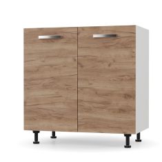 CHARLOTΤE Ντουλάπι Νεροχύτη 80x46.5x82εκ με μεταλλικά χερούλια Χρυσός Δρυς AlphaB2B |  Ντουλάπια στο espiti