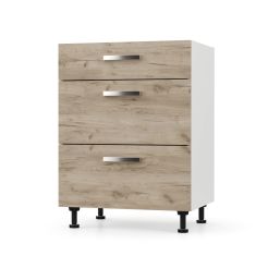 CHARLOTΤE Συρταριέρα 80x46.5x82cm με μεταλλικά χερούλια Δρύς AlphaB2B |  Ντουλάπια στο espiti