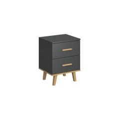 Κομοδίνο Pluton Ανθρακί-Χρυσό Δρυς 45.9x40x60.6cm AlphaB2B |  Κομοδίνα στο espiti