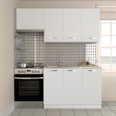 Κουζίνα Charlotte Σετ 3 Λευκή με μεταλλικά χερούλια AlphaB2B |  Σετ Κουζίνες στο espiti
