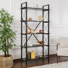 Βιβλιοθήκη Elysian Megapap χρώμα μαύρο 90x33,5x180εκ. |  Βιβλιοθήκες στο espiti