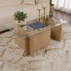 Τραπεζάκι σαλονιού Vetrino Megapap γυάλινο χρώμα honey oak 105x65x40εκ. |  Τραπεζάκια σαλονιού στο espiti