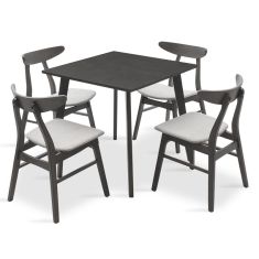 Tραπεζαρία Benson - Orlean pakoworld σετ 5τμχ rustic grey - ύφασμα γκρι 80x80x75εκ |  Σετ τραπεζαρίες στο espiti
