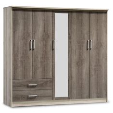 Ντουλάπα ρούχων πεντάφυλλη OLYMPUS pakoworld χρώμα castillo-toro 198x57x183εκ |  Ντουλάπες ρούχων στο espiti
