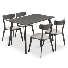 Tραπεζαρία Benson - Toto pakoworld σετ 5τμχ rustic grey - ύφασμα γκρι 120x75x75εκ |  Σετ τραπεζαρίες στο espiti