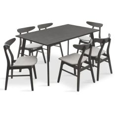 Tραπεζαρία Benson - Orlean pakoworld σετ 7τμχ rustic grey - ύφασμα γκρι 150x90x75εκ |  Σετ τραπεζαρίες στο espiti
