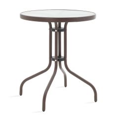 Τραπέζι Watson pakoworld μέταλλο καφέ-γυαλί Φ60x70εκ |  Τραπέζια κήπου στο espiti