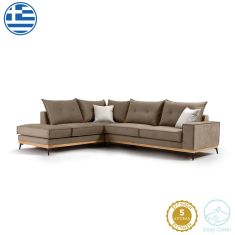 Γωνιακός καναπές δεξιά γωνία Luxury II pakoworld ύφασμα mocha-cream 290x235x95εκ |  Καναπέδες γωνιακοί στο espiti