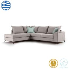 Γωνιακός καναπές δεξιά γωνία Romantic pakoworld ύφασμα elephant-ciel 290x235x95εκ |  Κατόπιν Παραγγελίας στο espiti
