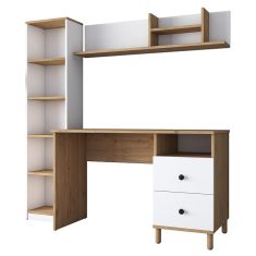Γραφείο με βιβλιοθήκη Goldie pakoworld λευκό-φυσικό 160x50x161.8εκ |  Γραφεία στο espiti
