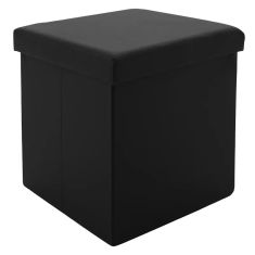 Σκαμπό-μπαούλο Crystal pakoworld pu μαύρο 38x38x38εκ |  Σκαμπώ στο espiti