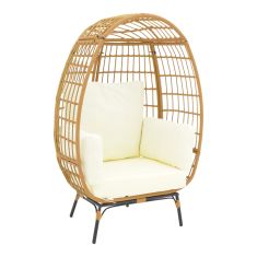 Πολυθρόνα Frox pakoworld wicker rattan φυσικό-μεταλλικό φυσικό-μαύρο πόδι-μπεζ μαξιλάρι 96x76x145εκ |  Πολυθρόνες κήπου στο espiti